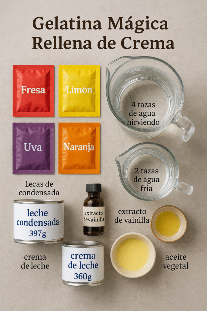 Gelatina Mágica Rellena de Crema #1: Postre Fácil y Sorprendente 2 Ingredientes Gelatina Magica Rellena de Crema