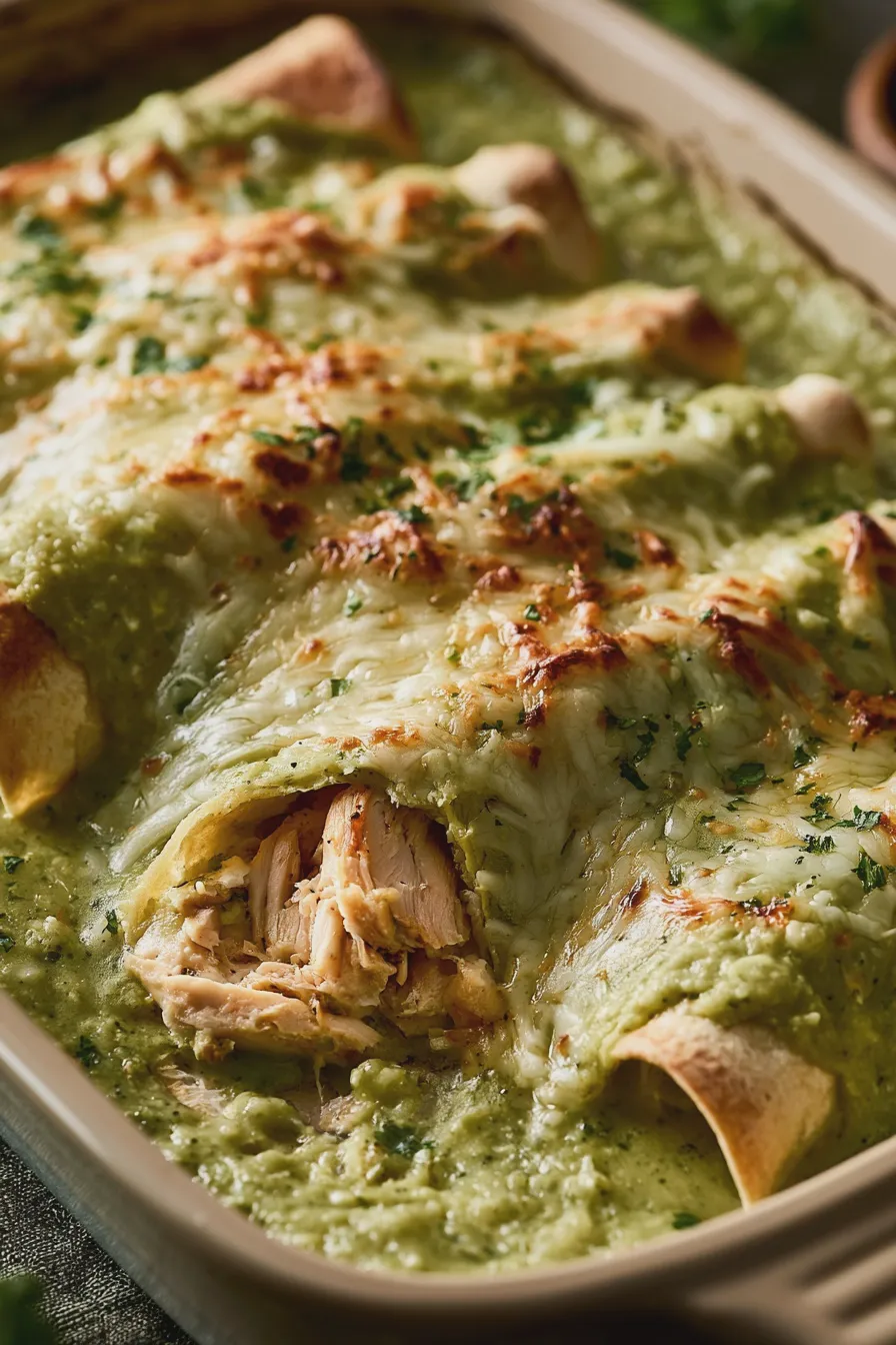 Enchiladas suizas de pollo receta fácil y cremosa