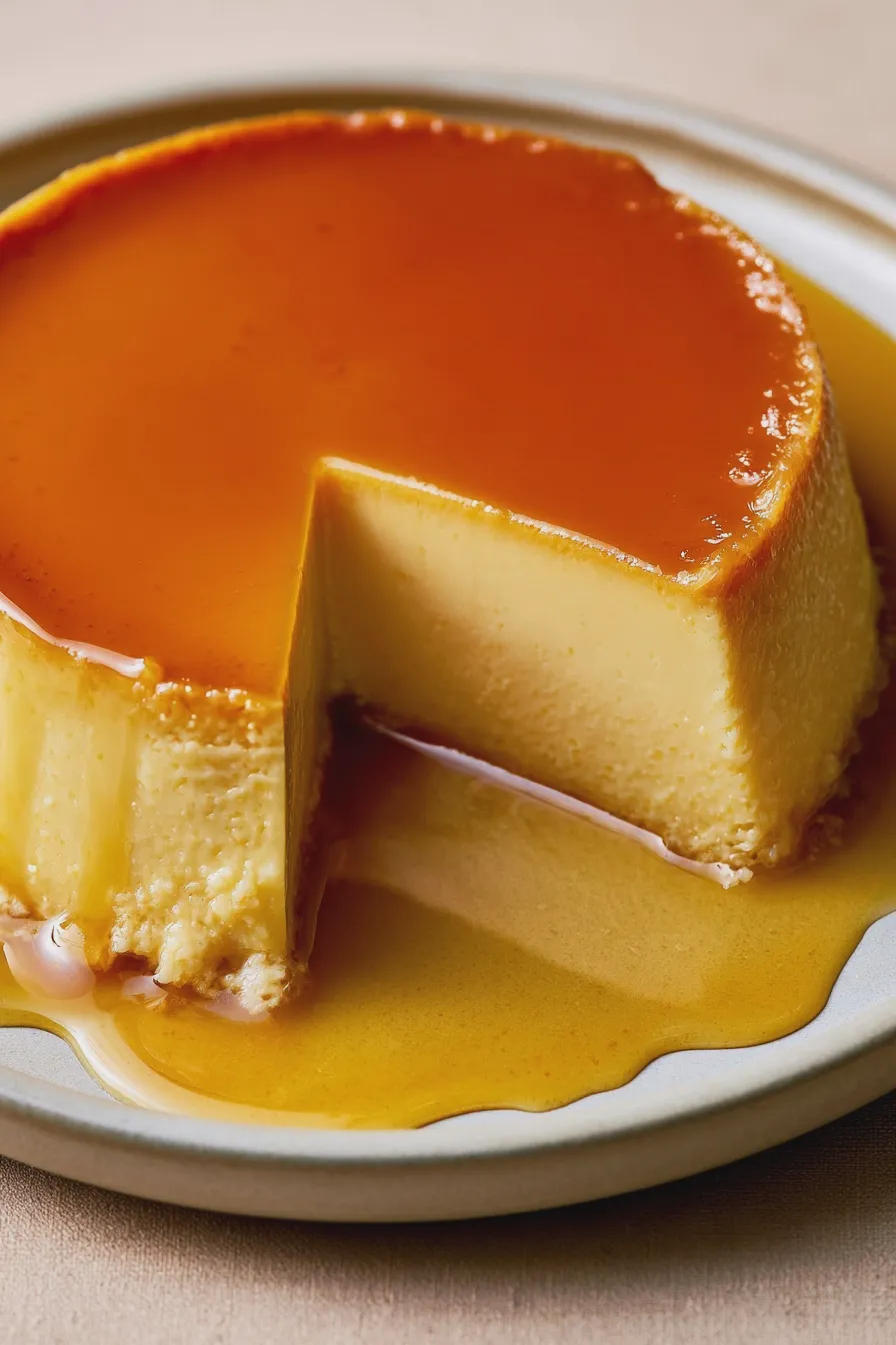 Flan de vainilla casero cremoso y fácil de preparar