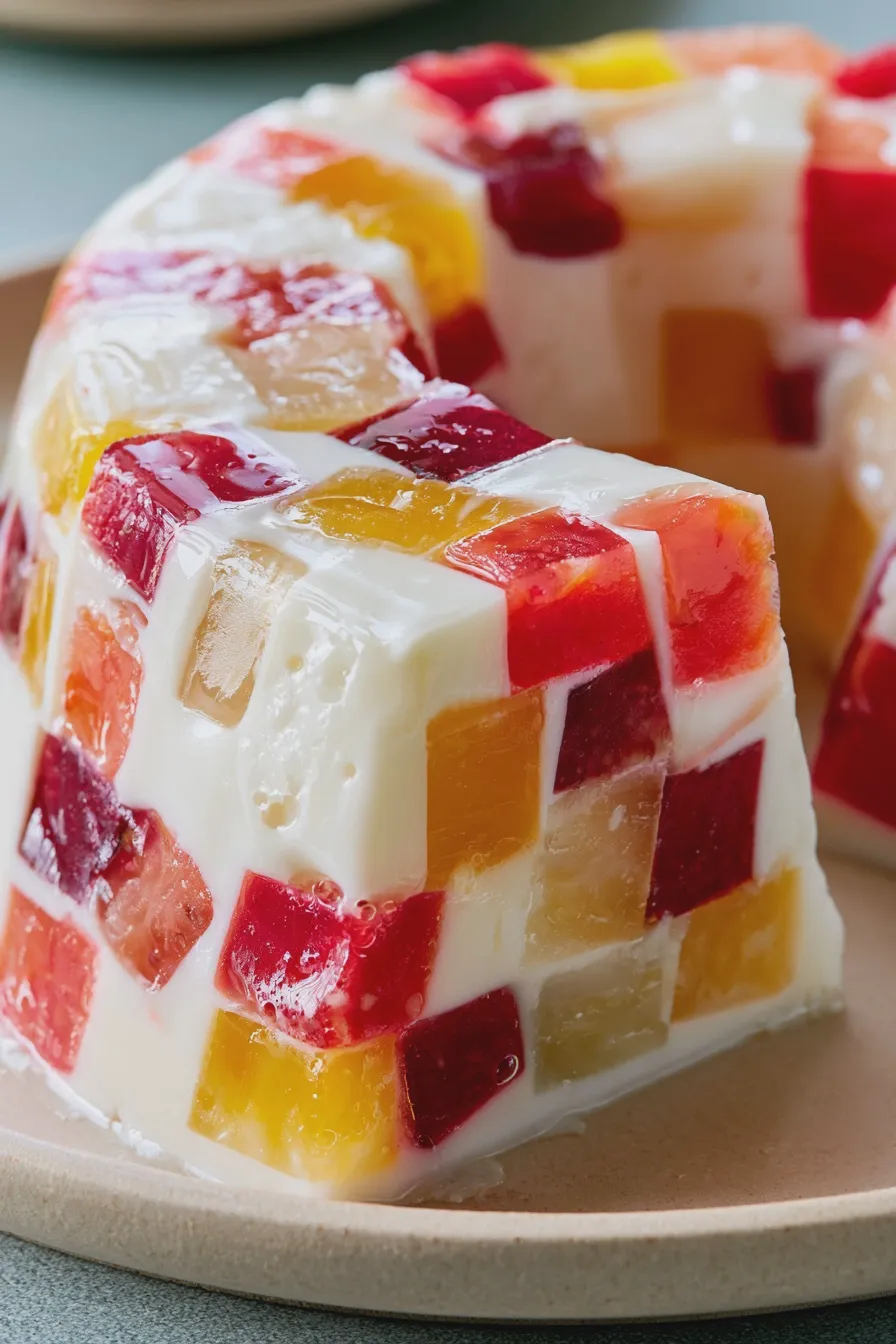 gelatina de mosaico con leche condensada fácil y rápida