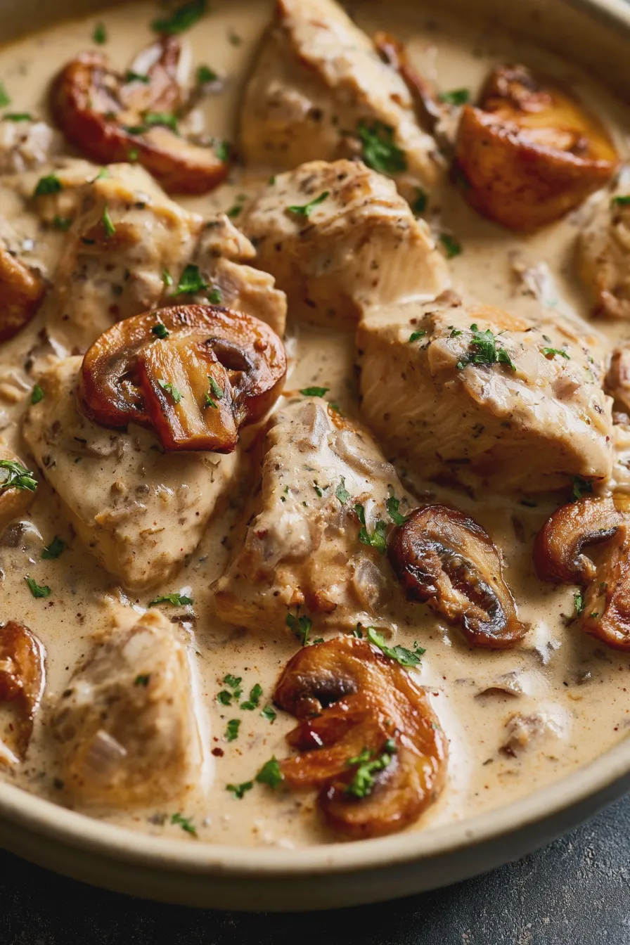 Pollo en Salsa de Champiñones Cremosa y Fácil