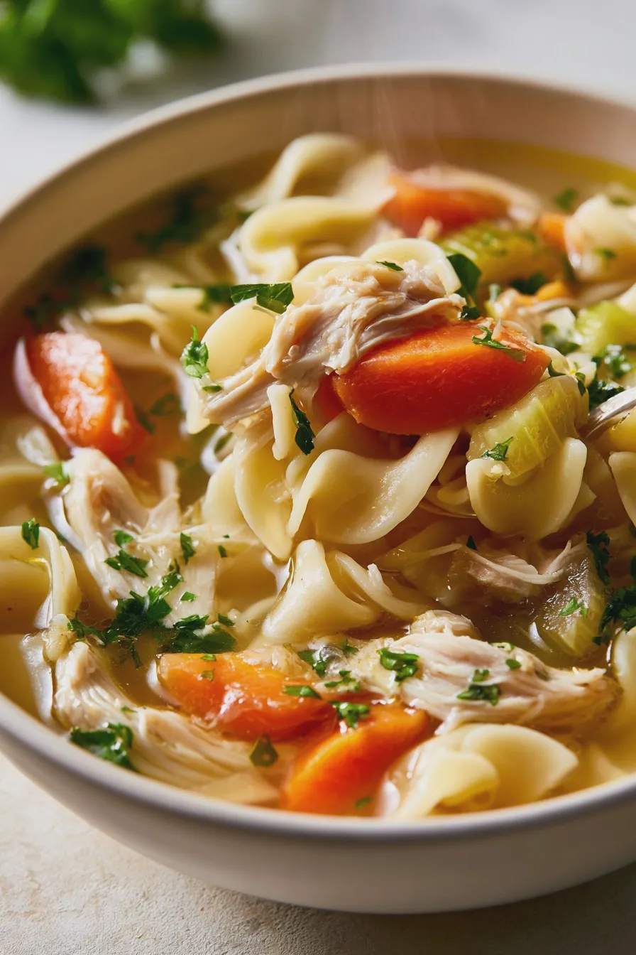 sopa de fideos con pollo