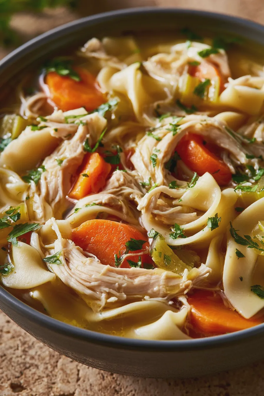 sopa de fideos con pollo