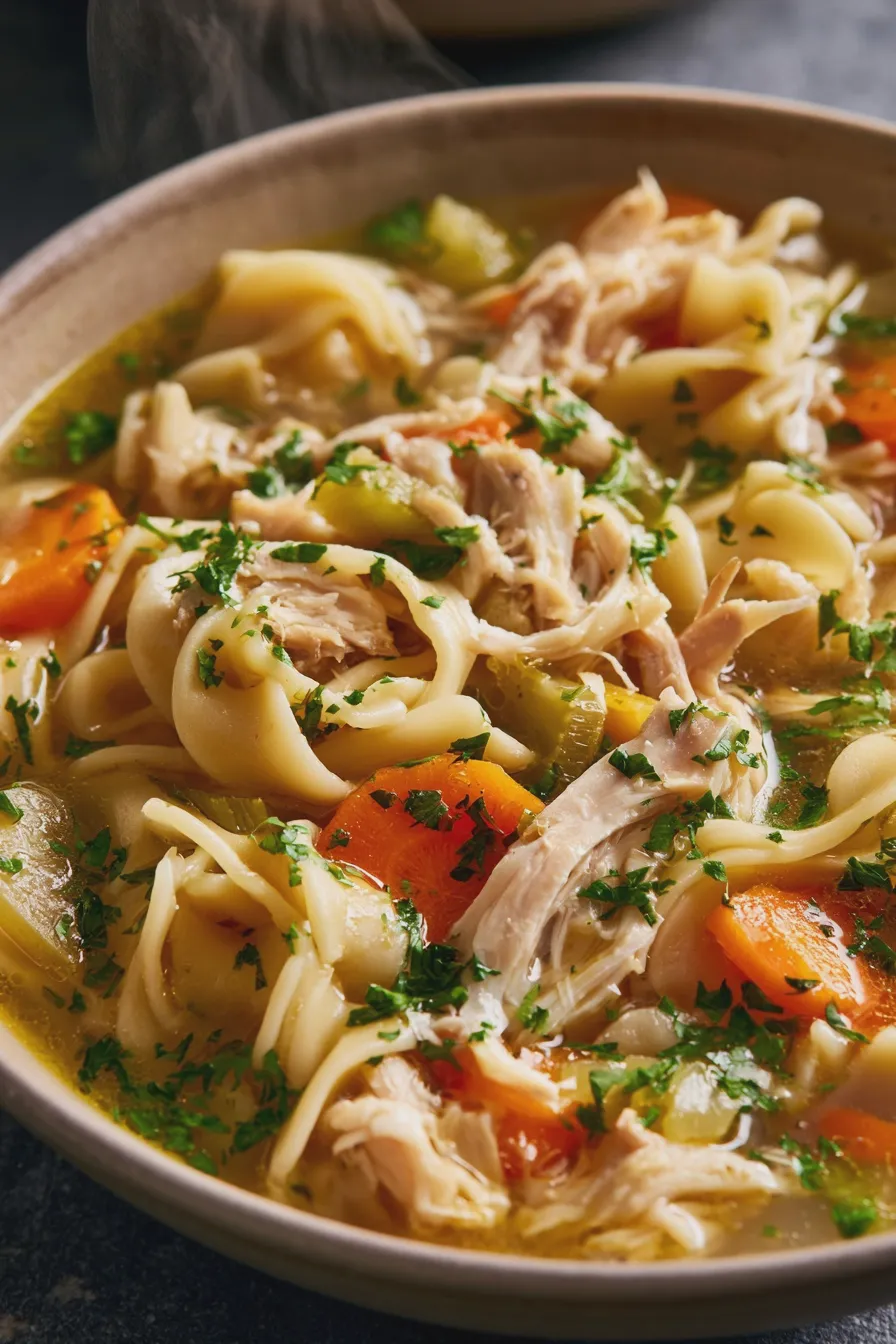 sopa de fideos con pollo