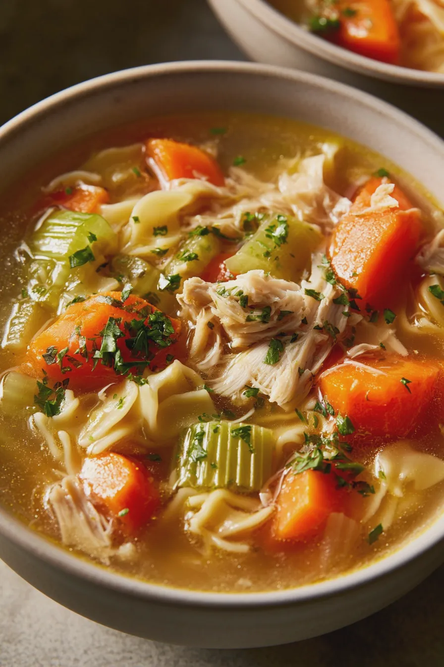 Sopa de pollo casera fácil y reconfortante