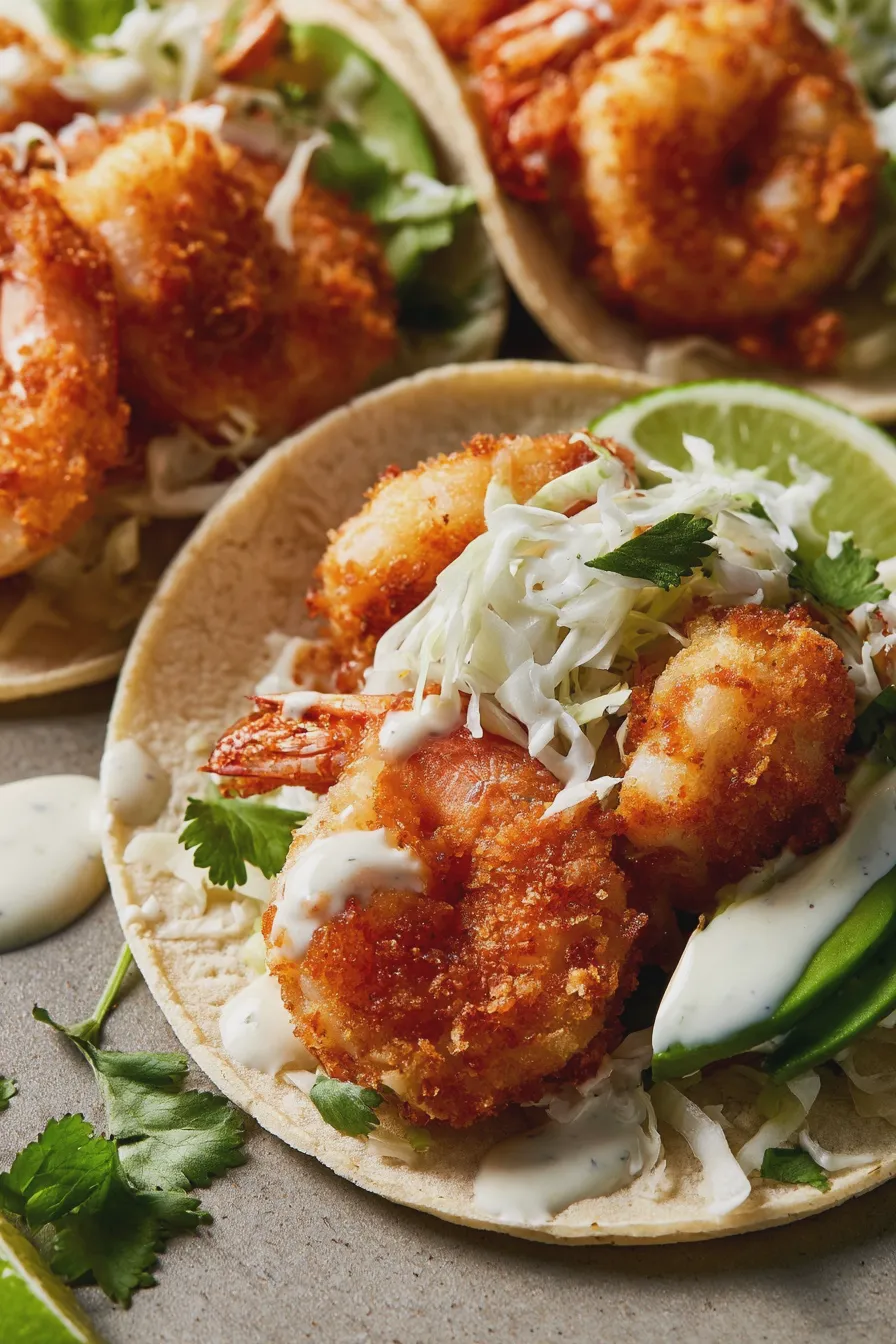 tacos de camarón empanizado fáciles y crujientes