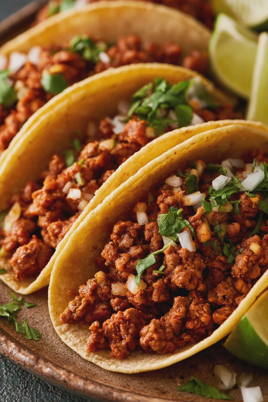 Tacos de carne molida mexicanos fáciles y caseros