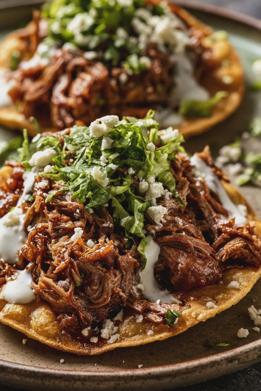 Tostadas de Carne Deshebrada Caseras