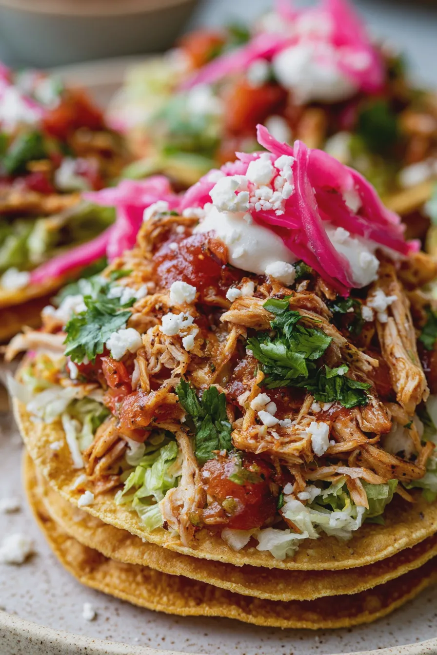 Tostadas de pollo crujientes y jugosas receta fácil